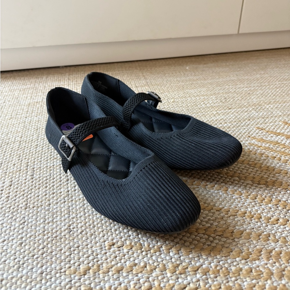 MIA Black Knit Mary Jane Flats